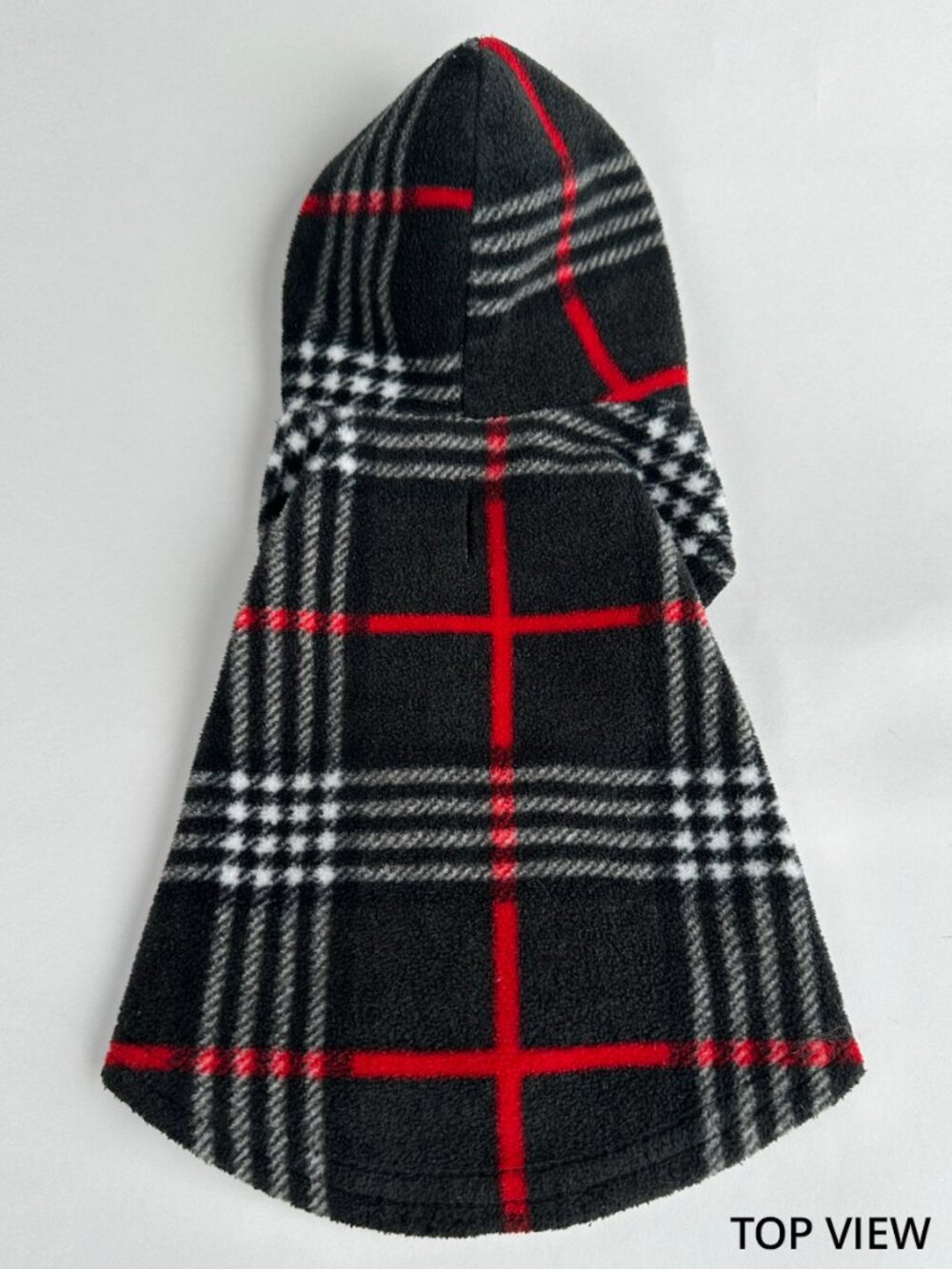 Plaid Fleece Dog Hoodie Black Red White Puppy Jacket Sweater XS